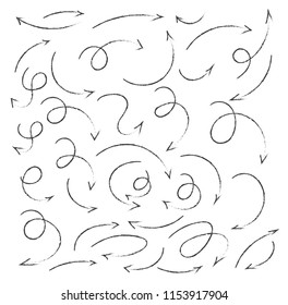 Pencil Sketch Thin Vector Arrows Set