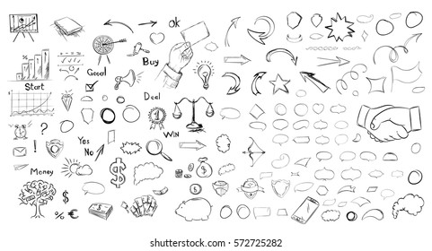 Pencil Sketches. Hand Drawn Scribble Shapes. A Set Of Doodle Line Drawings. Vector Design Elements. Hatching With A Pencil