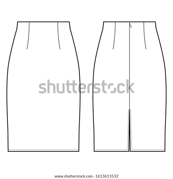 Pencil Skirt Fashion Flats Template Stock Vector (Royalty Free) 1613613532
