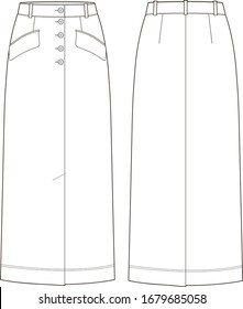 Pencil Skirt. Fashion Vector Sketch