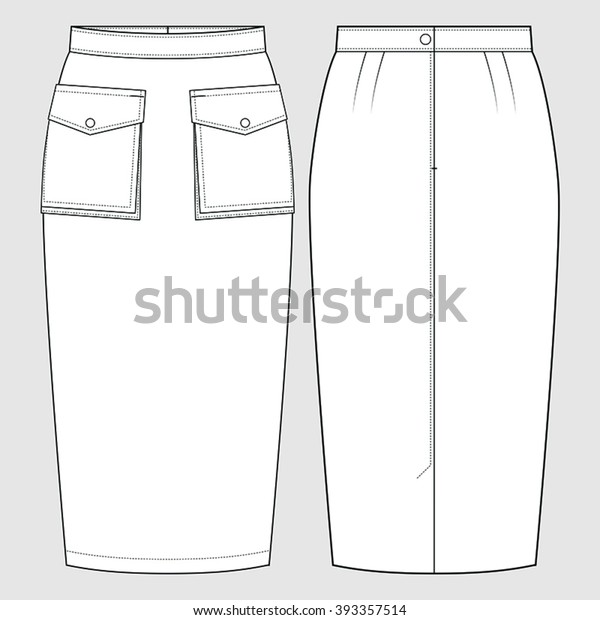 Pencil Skirt Oversize Cargo Pockets Fashion Stock Vector (Royalty Free ...