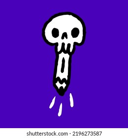 Pencil and skull cartoon, illustration for t-shirt, sticker, or apparel merchandise. With modern pop and urban style.