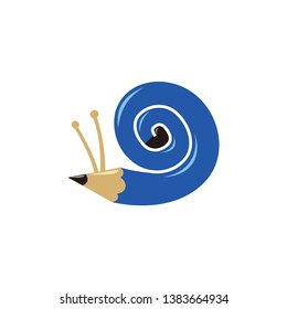 pencil and snail vector, snail logo and pencil. vector eps10