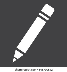 Pencil solid icon, Education and school, vector graphics, a filled pattern on a black background, eps 10.