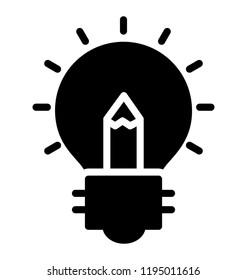 Pencil with sparkling light bulb, creativity and creative writing