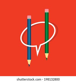 Pencil with speech bubble vector background