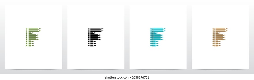 Pencil Stacked Forming Letter Logo Design F
