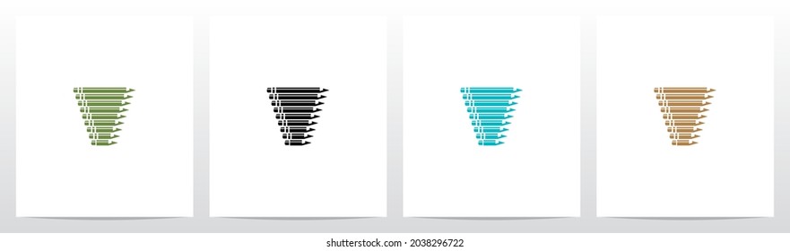 Pencil Stacked Forming Letter Logo Design V