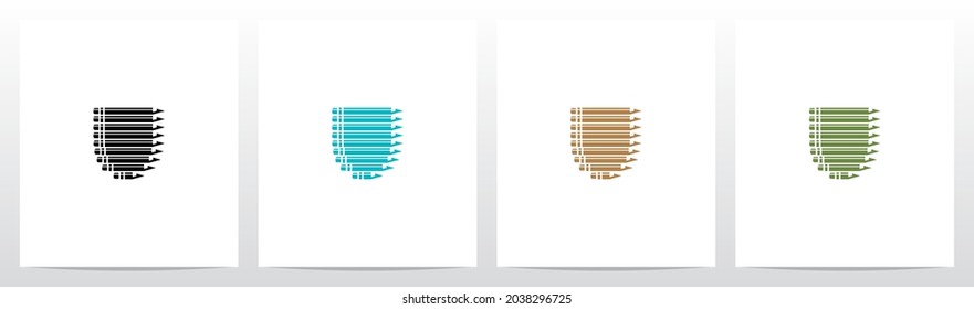 Pencil Stacked Forming Letter Logo Design U