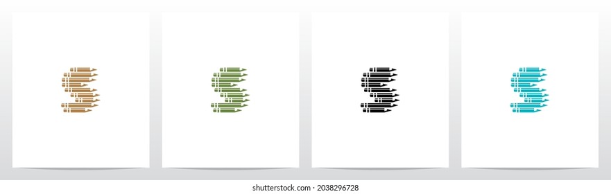 Pencil Stacked Forming Letter Logo Design S