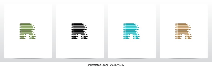 Pencil Stacked Forming Letter Logo Design R
