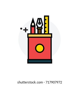Pencil stand concept Isolated Line Vector Illustration editable Icon