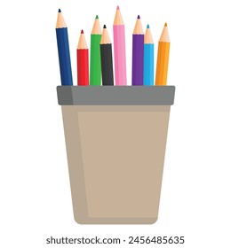 Pencil stand cup icon cartoon vector container tools