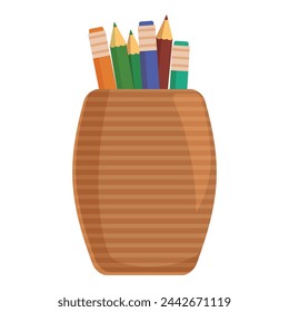 Pencil stand icon cartoon vector. Art creative design. Wood work draw