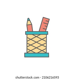 Pencil Stand Icon in color icon, isolated on white background 