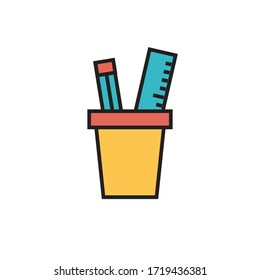 pencil stand icon filled outline vector. isolated on white background