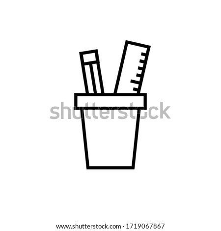 pencil stand icon outline design vector. isolated on white background