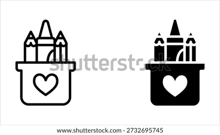 pencil stand icon set, Pencil holder icon symbol collection on white background