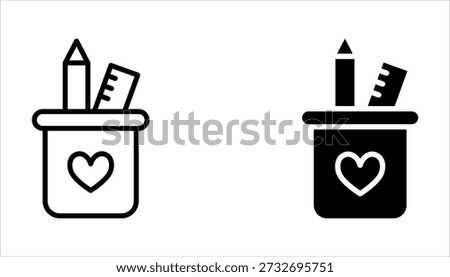 pencil stand icon set, Pencil holder icon symbol collection on white background