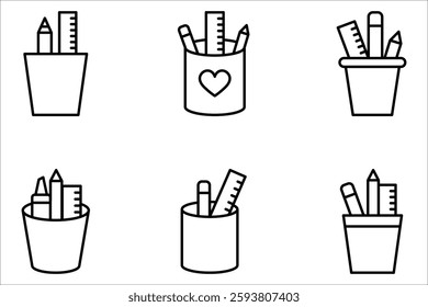 Pencil stand icon set, stationery icon in trendy outline style design. Pencil stand icon for website design, vector illustration on white background