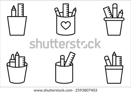 Pencil stand icon set, stationery icon in trendy outline style design. Pencil stand icon for website design, vector illustration on white background