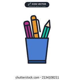 pencil stand icon symbol template for graphic and web design collection logo vector illustration