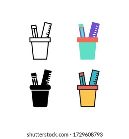 pencil stand icon vector with different style design. isolated on white background