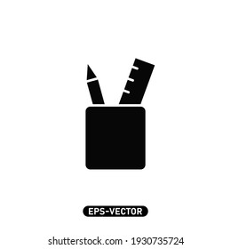 Plantilla de logotipo de ilustraciones vectoriales del icono del soporte de lápiz para muchos fines. Aislado sobre fondo blanco.