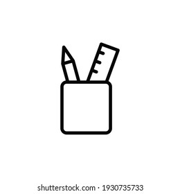 Plantilla de logotipo de ilustraciones vectoriales del icono del soporte de lápiz para muchos fines. Aislado sobre fondo blanco.