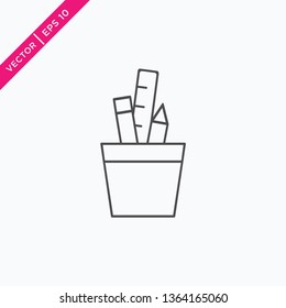 Pencil Stand Icon, Vector in Outline Style 