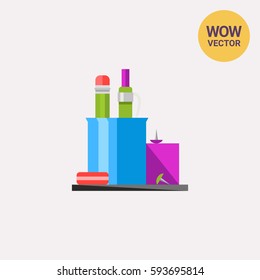 Pencil Stand with Pen and Rubber Icon