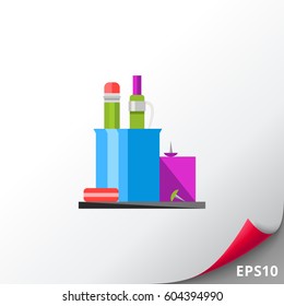 Pencil Stand with Pen and Rubber Icon