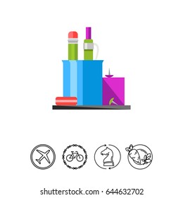 Pencil Stand with Pen and Rubber Icon