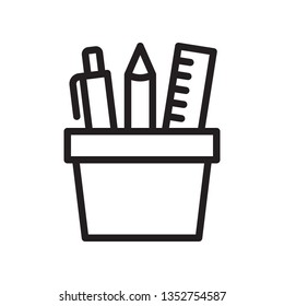 Pencil stand, stationery  icon in trendy outline style design. Vector graphic illustration. Pencil stand icon for website design, logo, and ui. Editable vector stroke. EPS 10.