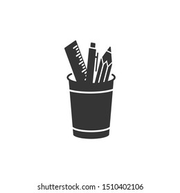 Pencil stand, stationery icon in trendy style design. Vector graphic illustration. Pencil stand icon for website design, logo, and ui. Editable vector stroke. EPS 10.