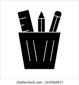 Pencil stand, stationery icon in trendy outline style design. Vector graphic illustration. Pencil stand icon for website design, logo, and ui. Editable vector stroke. EPS 10.