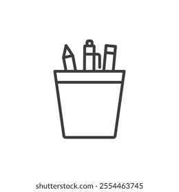 Pencil Stand thin liner icon vector.