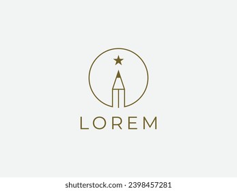 pencil with star dream success logo design