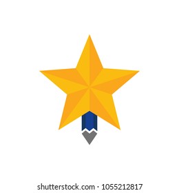 Pencil Star Logo Icon Design