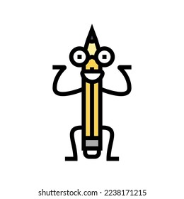 pencil stationery character color icon vector. pencil stationery character sign. isolated symbol illustration