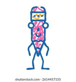 pencil stationery character doodle icon sketch vector. pencil stationery character sign. isolated symbol illustration