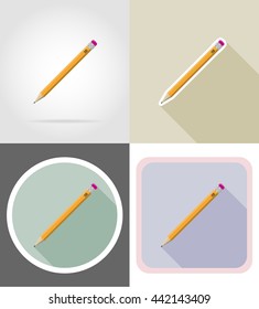pencil stationery equipment set flat icons vector illustration isolated on white background