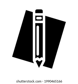 pencil stationery glyph icon vector. pencil stationery sign. isolated contour symbol black illustration