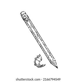 pencil stationery hand drawn vector. yellow wood tool, graphite pencil stationery sketch. isolated black illustration