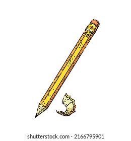pencil stationery hand drawn vector. yellow wood tool, graphite pencil stationery sketch. isolated color illustration