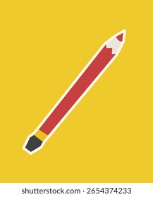 Stift Aufkleber mit flacher weicher Farbpalette im Ausschnittstil