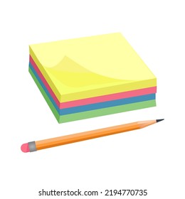 Papel de notas de lápiz y pegatinas