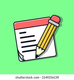Pencil and sticky note cartoon illustration