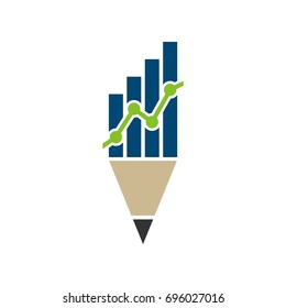 Pencil Stock Exchange Statistic Logo Template Illustration Design. Vector EPS 10.