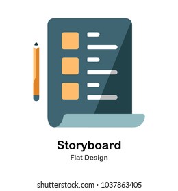 Pencil And Storyboard Paper Flat Icon